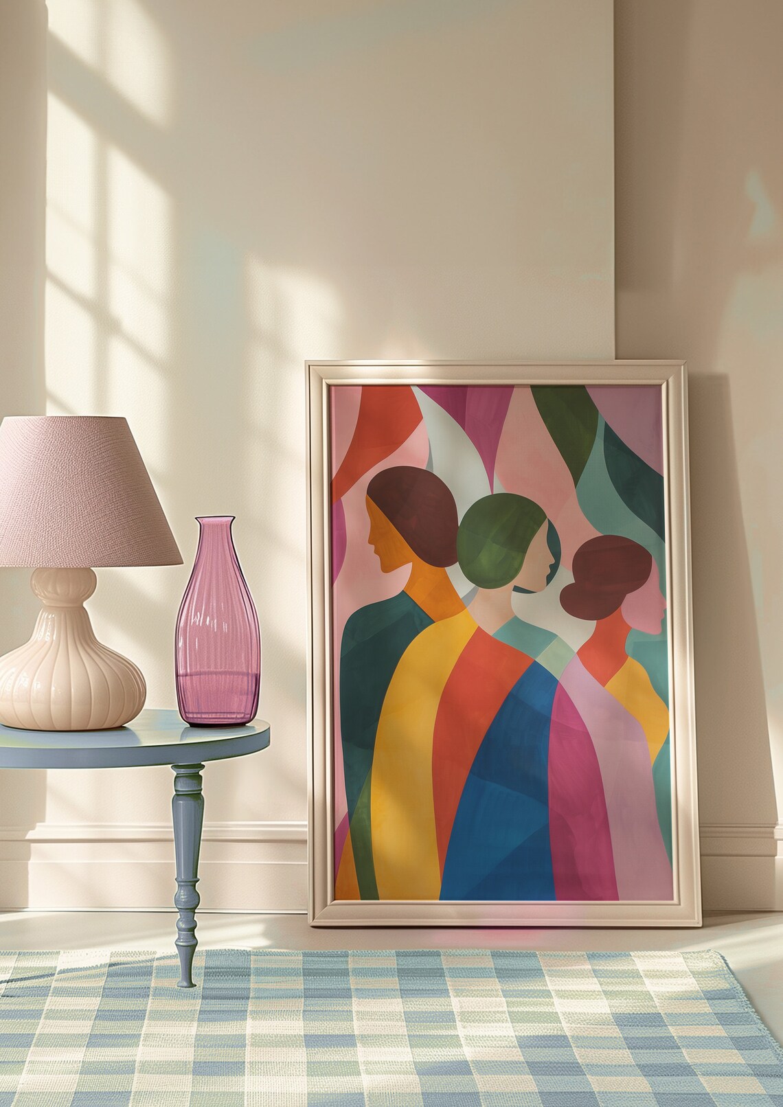 Three Women Profiles Overlapping Bold Color Blocks Modern Poster - Image 9