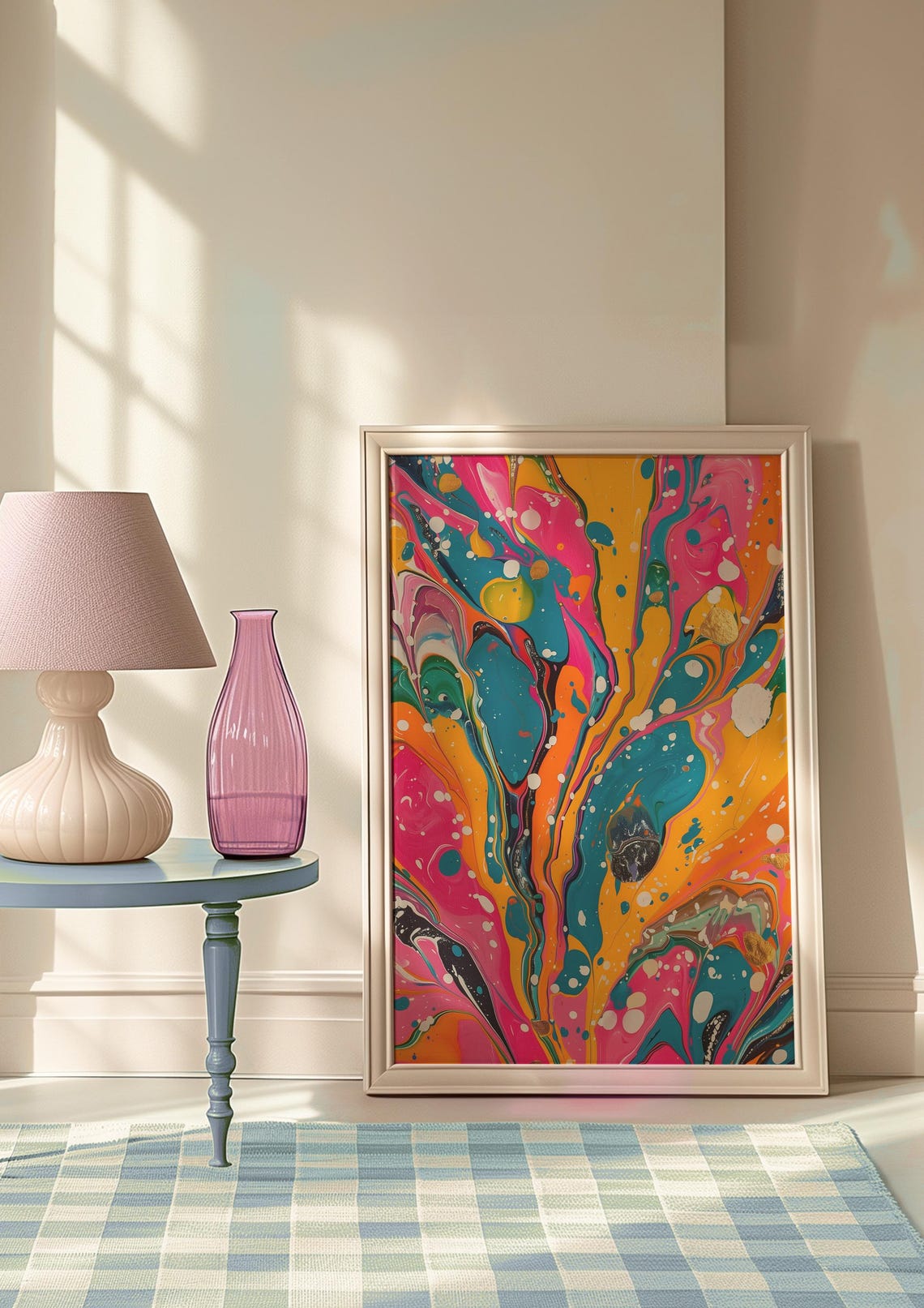 Colorful Fluid Marble Abstract Painting Pink Orange Teal Swirl Poster - Image 7