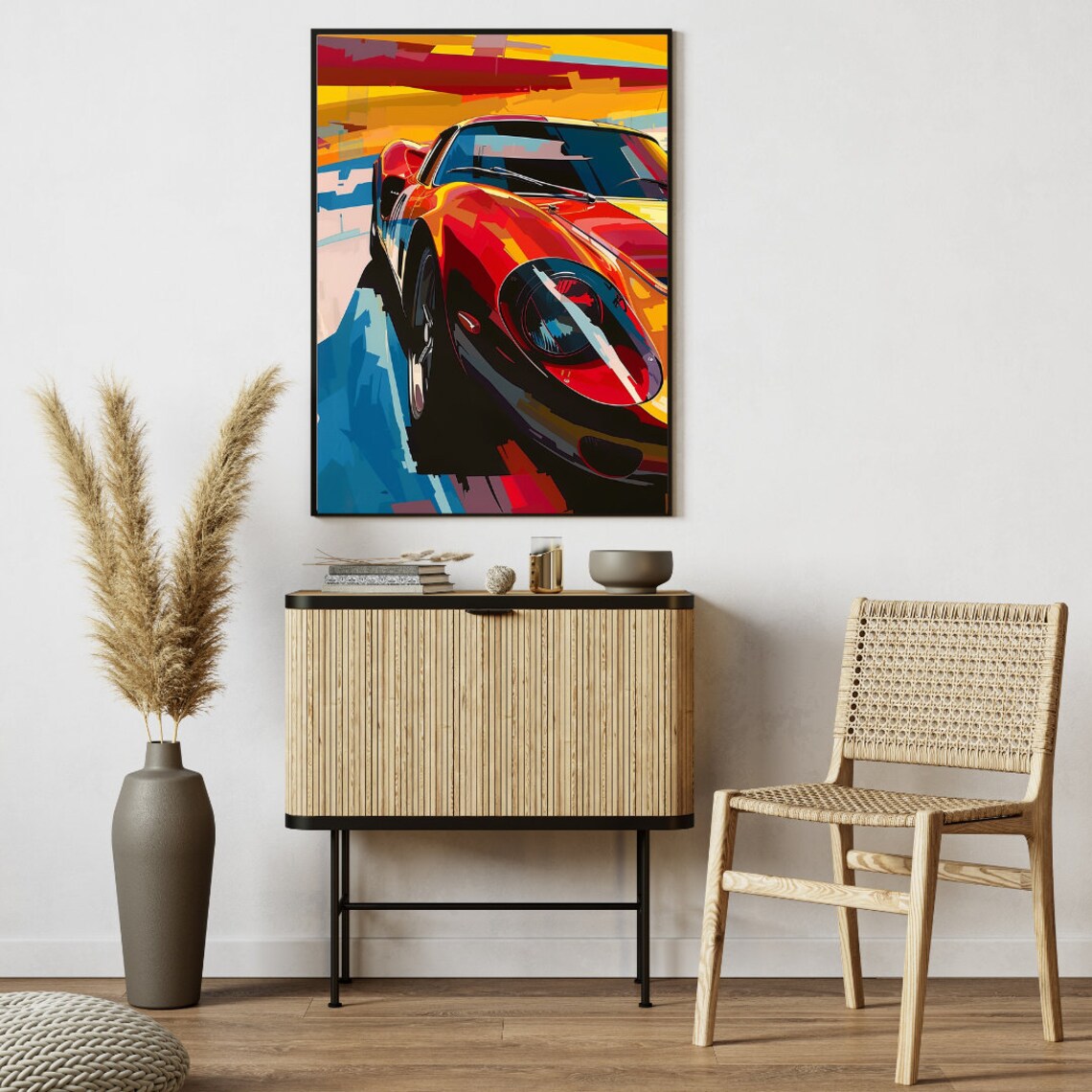 Retro Red Race Car Pop Art Poster With Bold Abstract Sunset Hues - Image 6