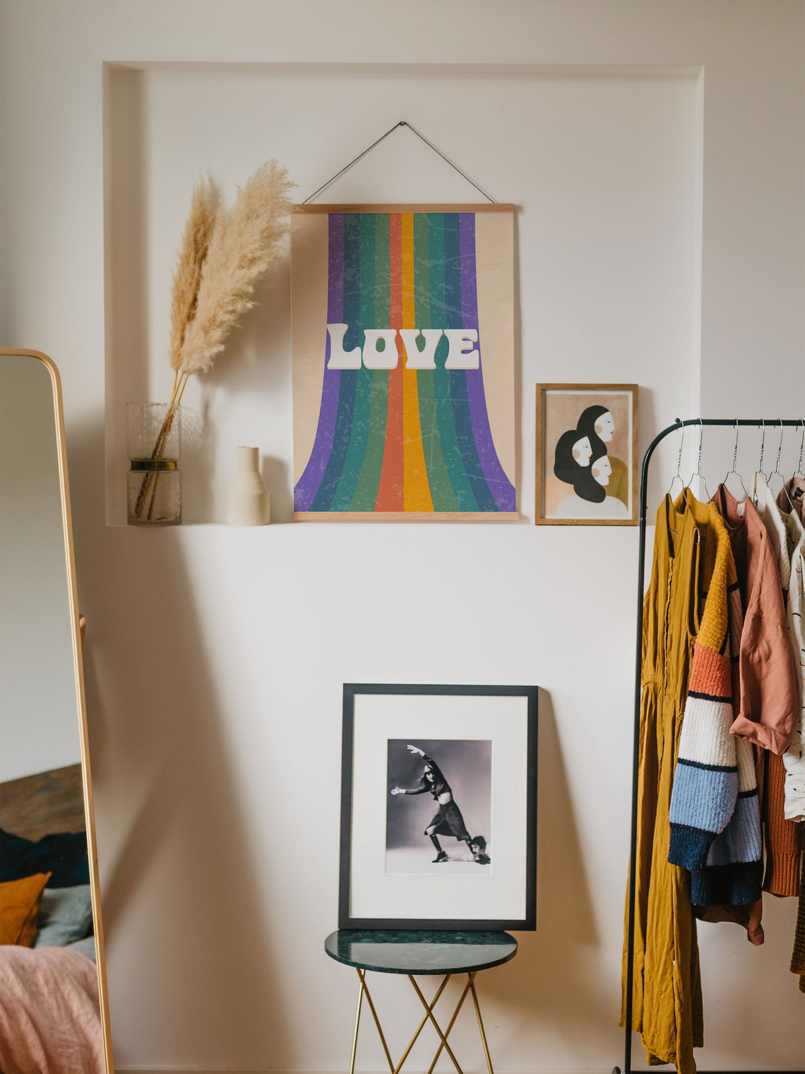 Love Retro Quote Poster On Vertical Rainbow Stripes In 70s Style - Image 7