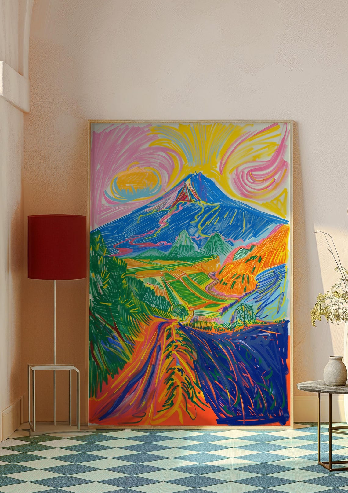 Colorful Mountain Landscape Art Print Modern Wall Decor Vibrant And Fun Home Decor Nature Themed Art Abstract Mountain Painting - Image 8