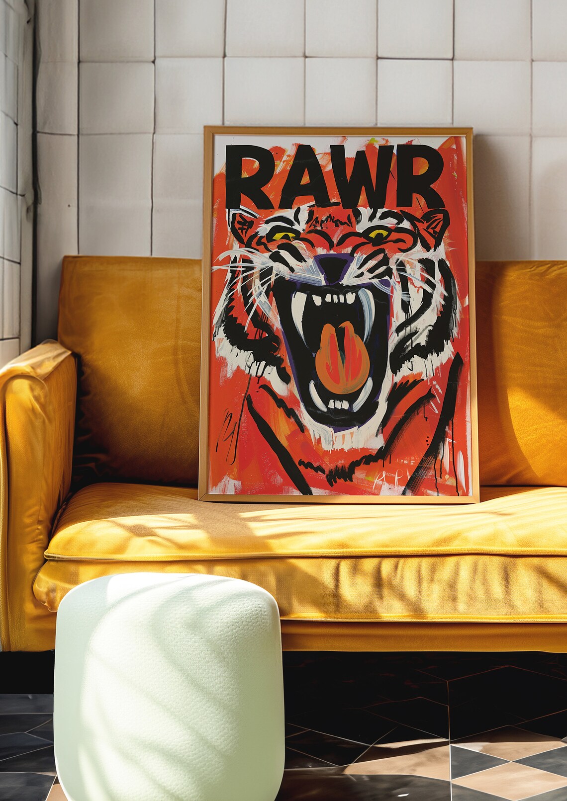 Rawr Tiger Face Fiery Red Graffiti Pop Art Funny Animal Poster - Image 7