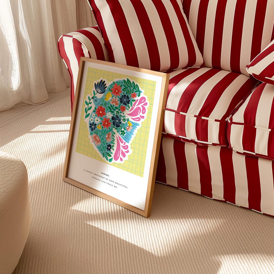 Spring Floral Bird Quote Colorful Flower Illustration Botanical Poster - Image 4