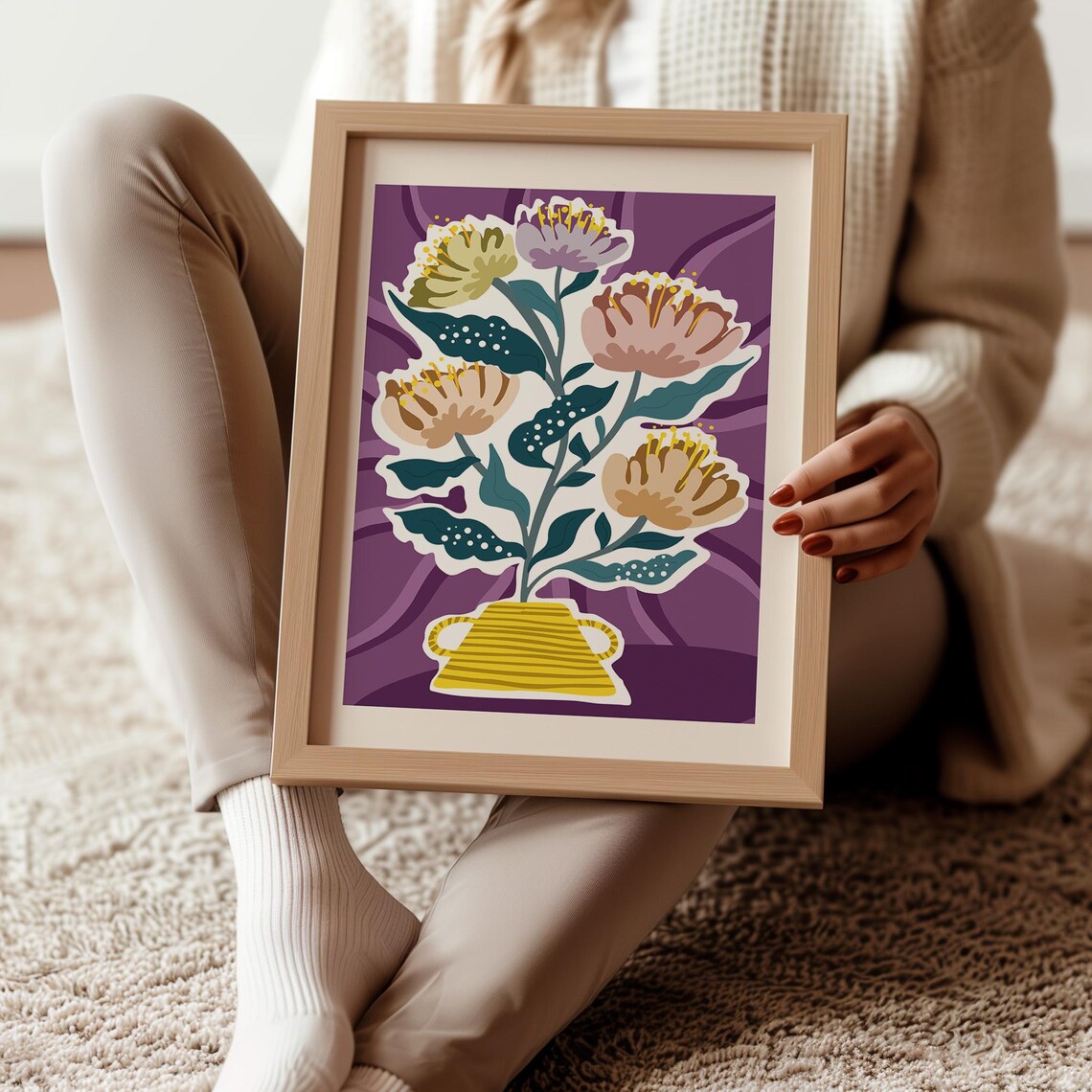 Abstract Floral Vase, Modern Artwork - Image 2