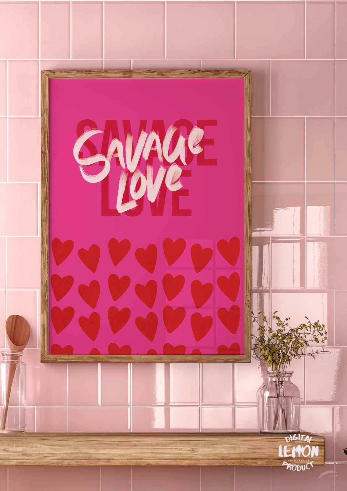 Valentines Day Savage Love Wall Art Bold Heart Design Romantic For Home Decor - Image 2