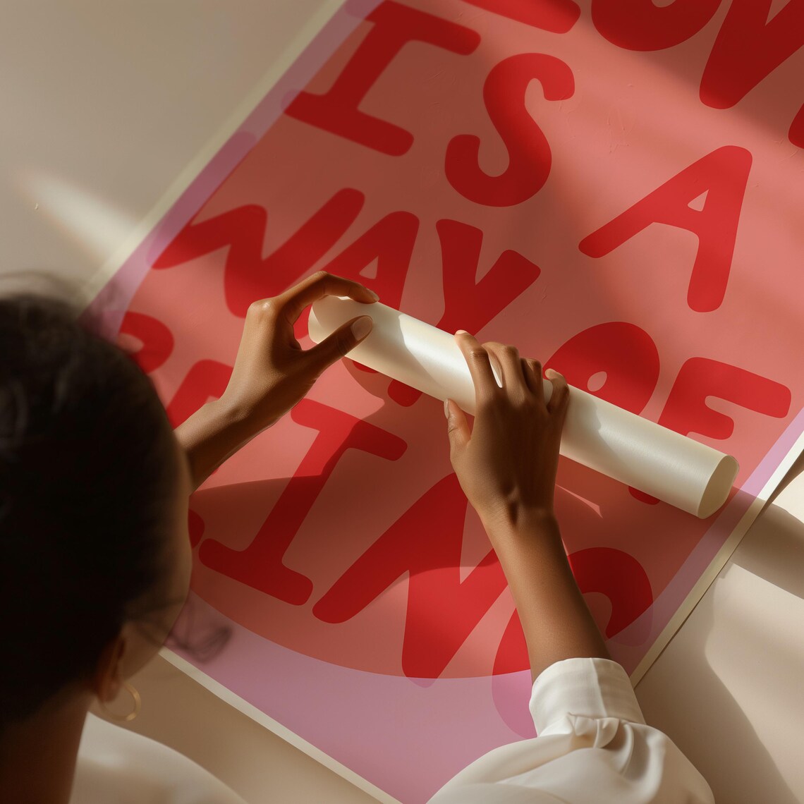 Love Is a Way of Being Red Typography Bold Pink Quote Poster - Image 4