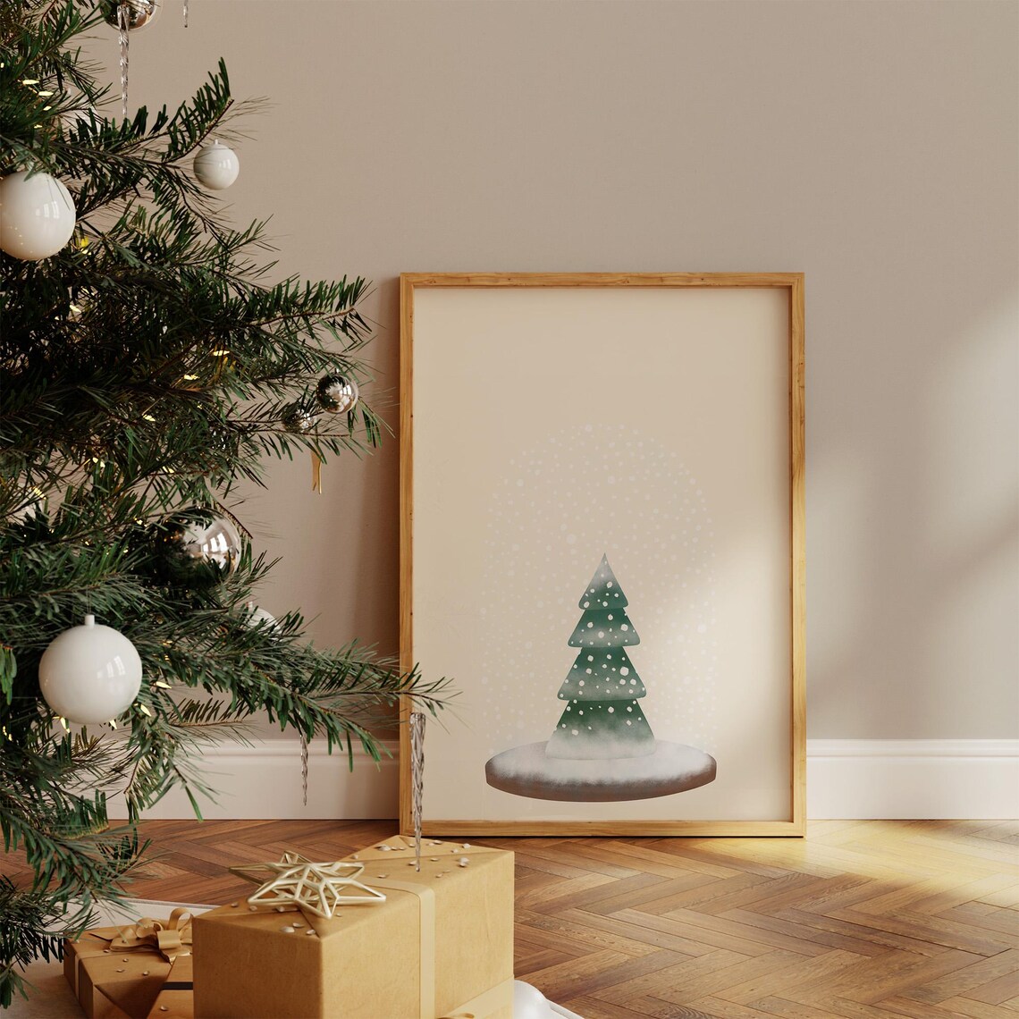 Snowy Minimalist Christmas Tree Winter Wonderland Cozy Holiday Poster