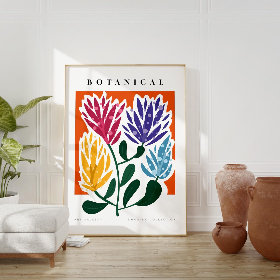 Botanical Art Gallery Bold Tropical Flower Drawing Collection Poster