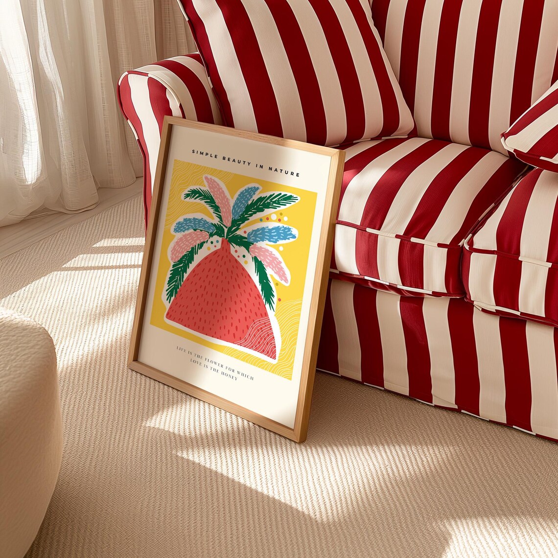 Simple Beauty In Nature Red Vase Palm Fronds Yellow Quote Poster Print - Image 4
