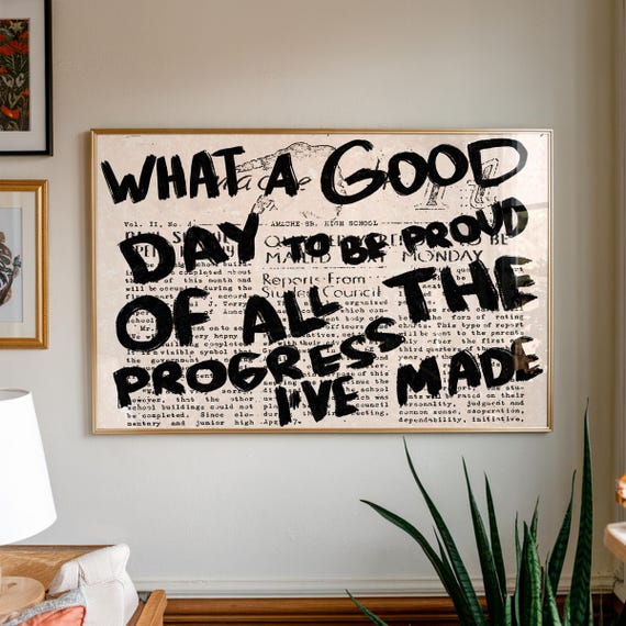 Typography Poster Motivational Print Trendy Office Wall Art Vintage Newspaper Bedroom Decor