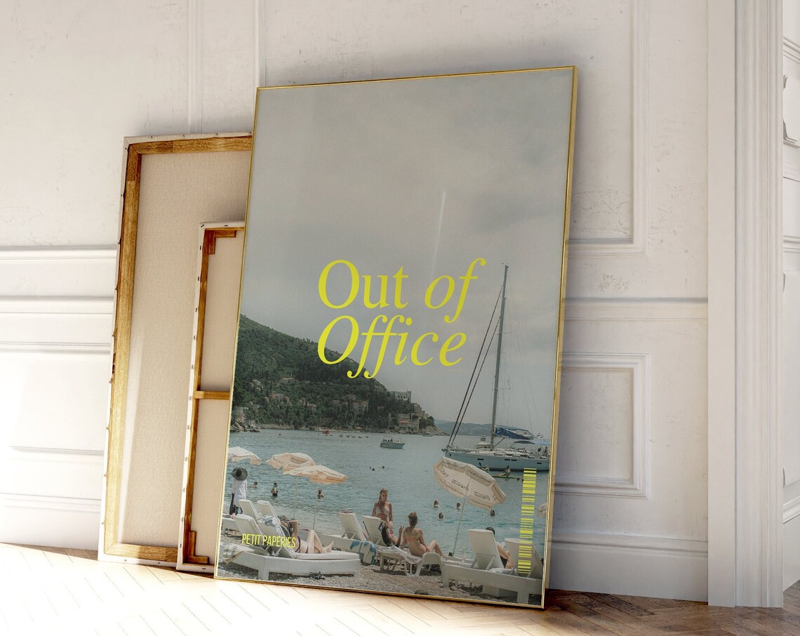 Retro Coastal Out Of Office Newspapers Art Print