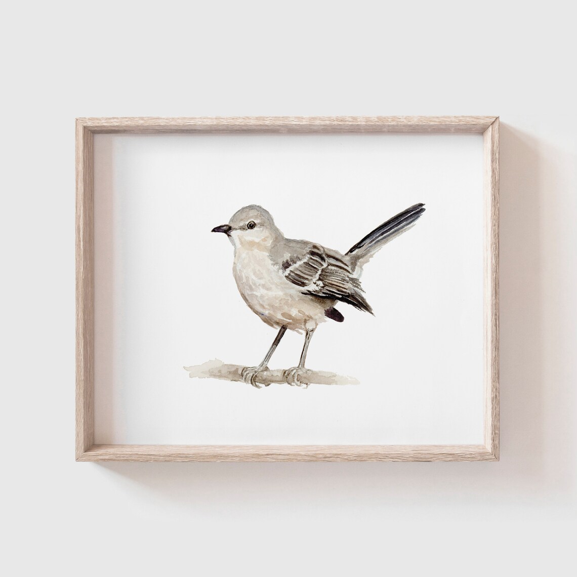 Mockingbird Watercolor Art Print, Bird Painting