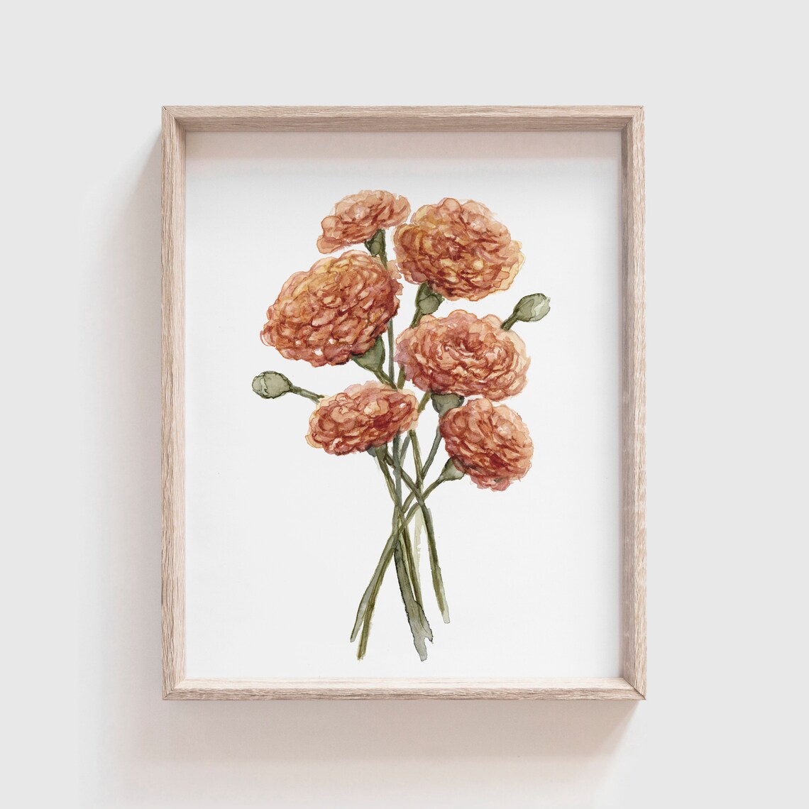 Marigold Watercolor Art Print, Floral Home Decor