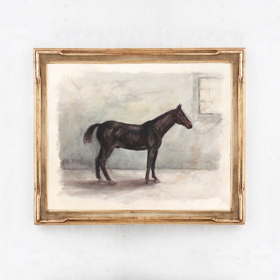 Chester Black Horse Watercolor Art Print