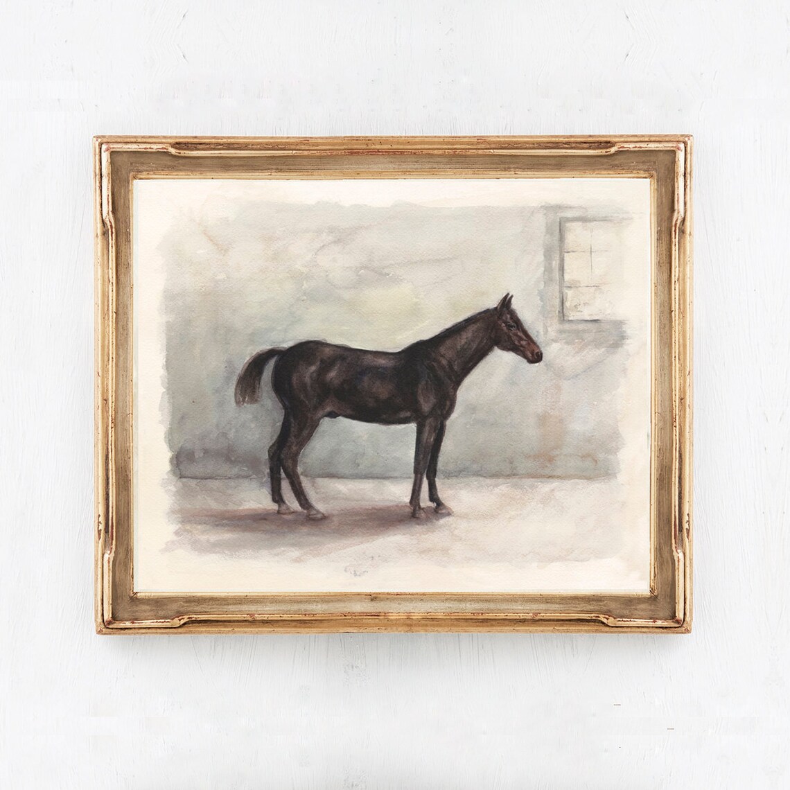 Chester Black Horse Watercolor Art Print