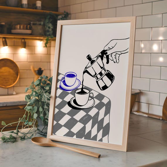 Italian Coffee Art Poster Framed Kitchen Wall Decor Oakash Frame