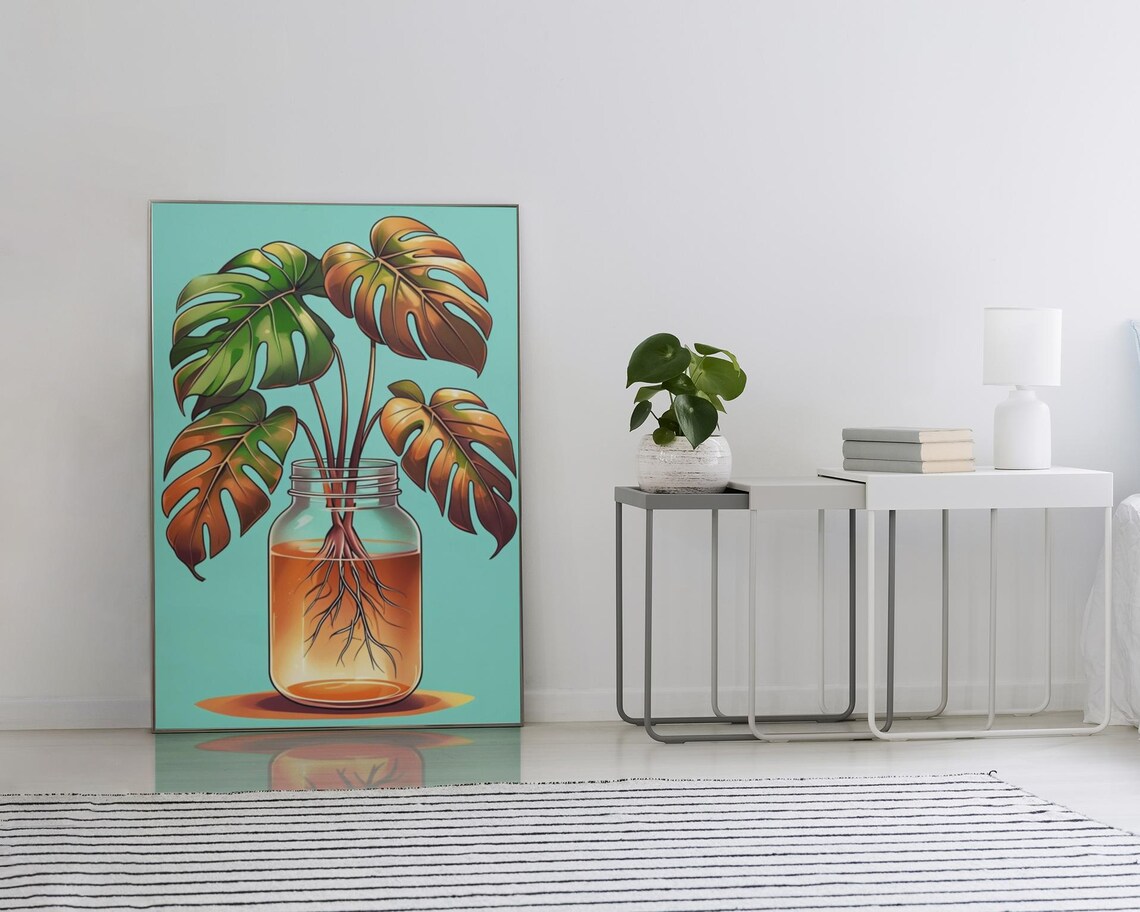 Vintage Monstera Plant, Botanical Decor - Image 7