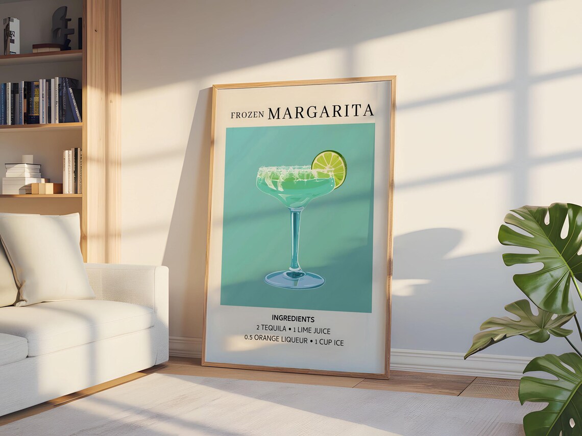 Vintage Frozen Margarita Ingredients Poster, Bar Kitchen - Image 5