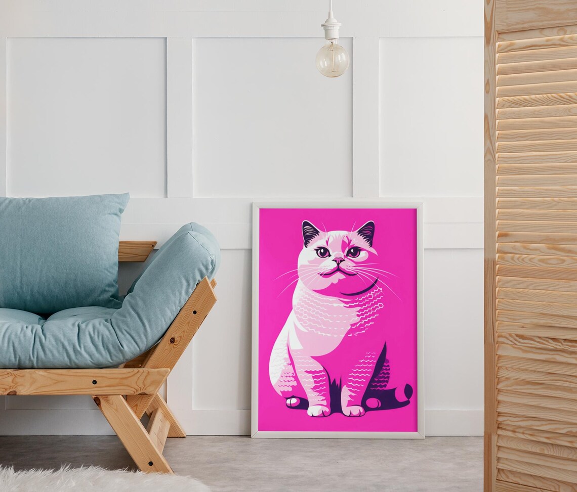 Pop Art Cat Portrait, Vintage Style Poster - Image 5