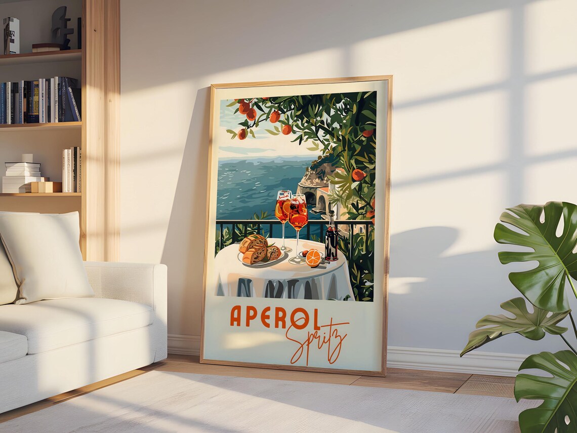 Aperol Spritz, Retro Italian Cocktail Art Print - Image 4