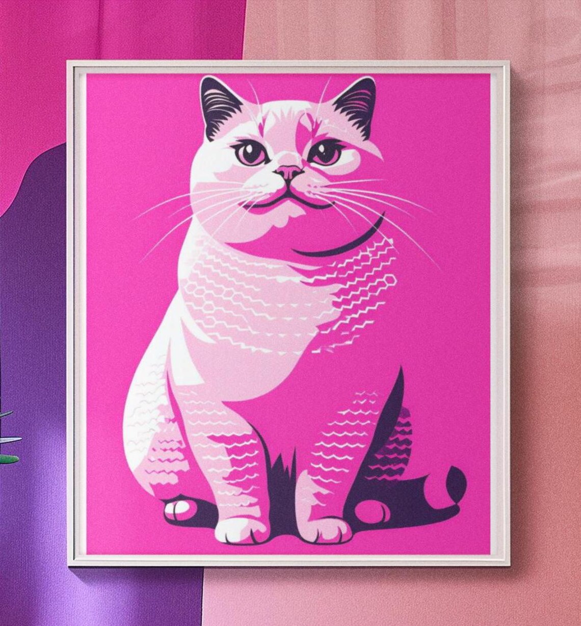 Pop Art Cat Portrait, Vintage Style Poster