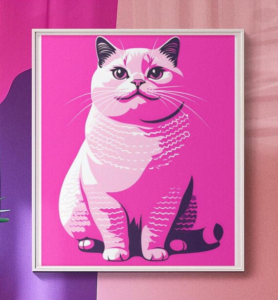 Pop Art Cat Portrait, Vintage Style Poster