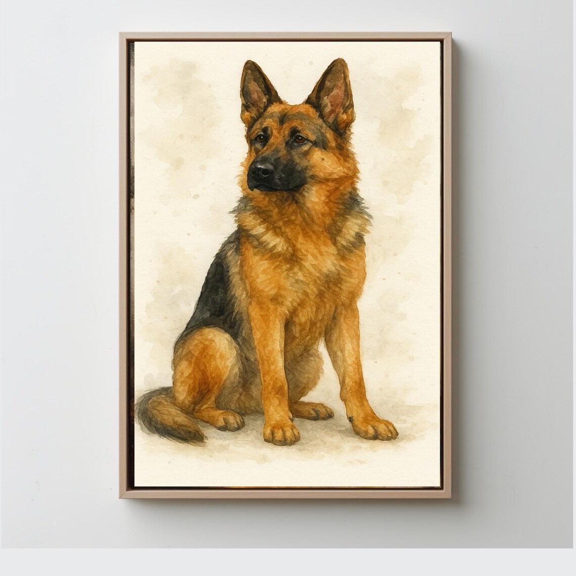 German Shepherd Watercolor Art Print, Pet Portrait