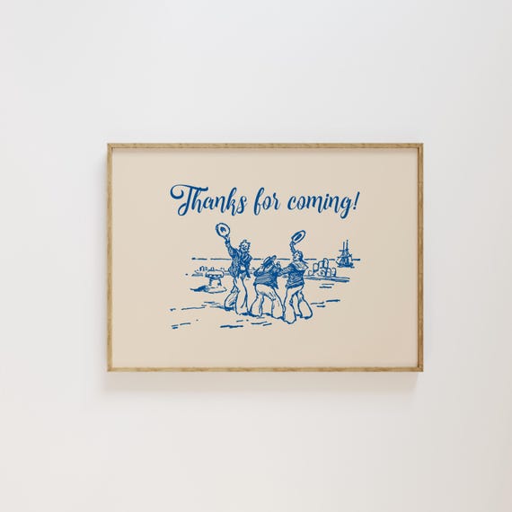 Thanks For Coming Vintage Sailor Art Print Cute Sailor Poster Trendy Living Room Apartment Aesthetic Decor Horizontal Art