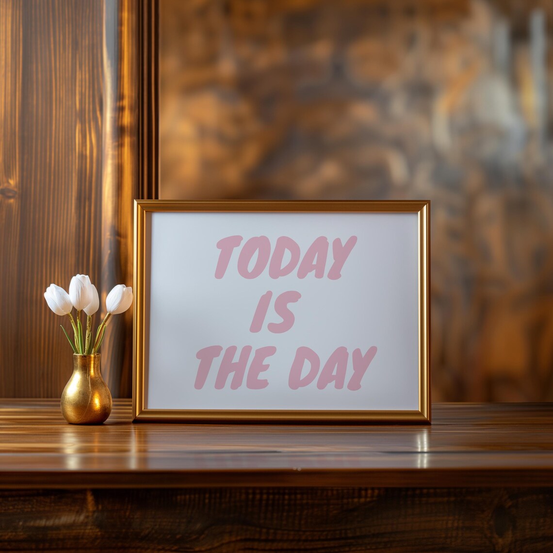 Today Is The Day Pink Retro Bubble Lettering Motivational Poster