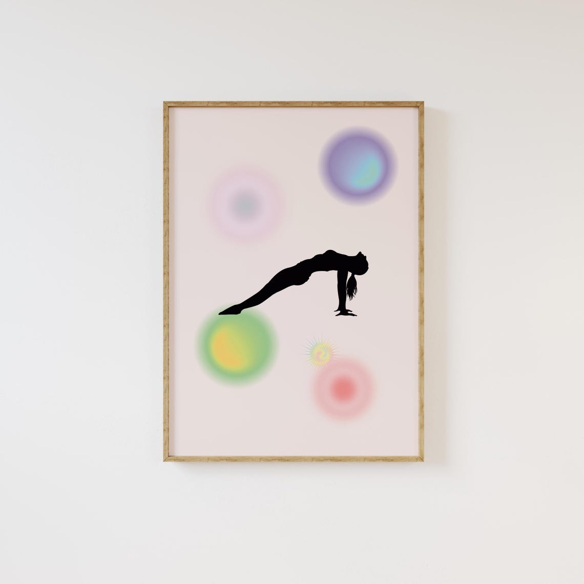 Yoga Plank Silhouette Pastel Aura Circles Mindful Studio Poster - Image 3