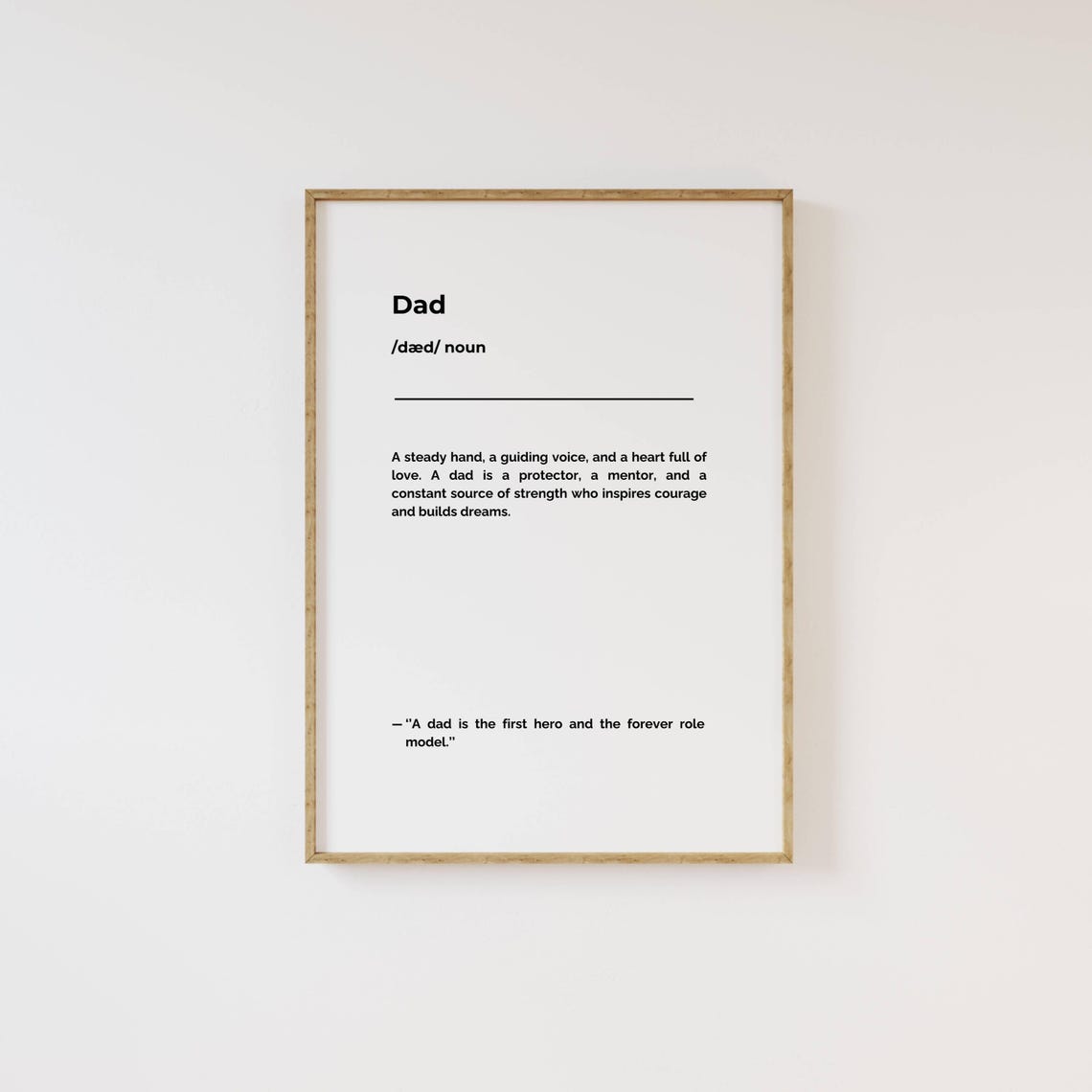 Dad Definition First Hero Tribute Minimalist Fathers Day Poster