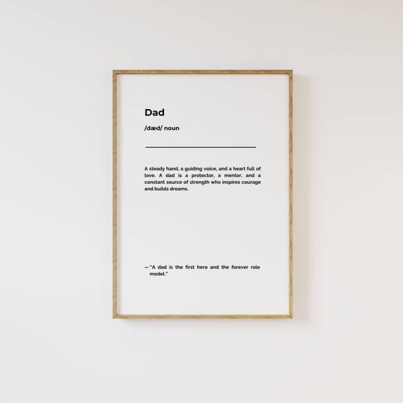 Dad Definition Poster New Dad Gifts Fathers Day Decor Father Family Poster Gifts For Men Dad Birthday Gift Print
