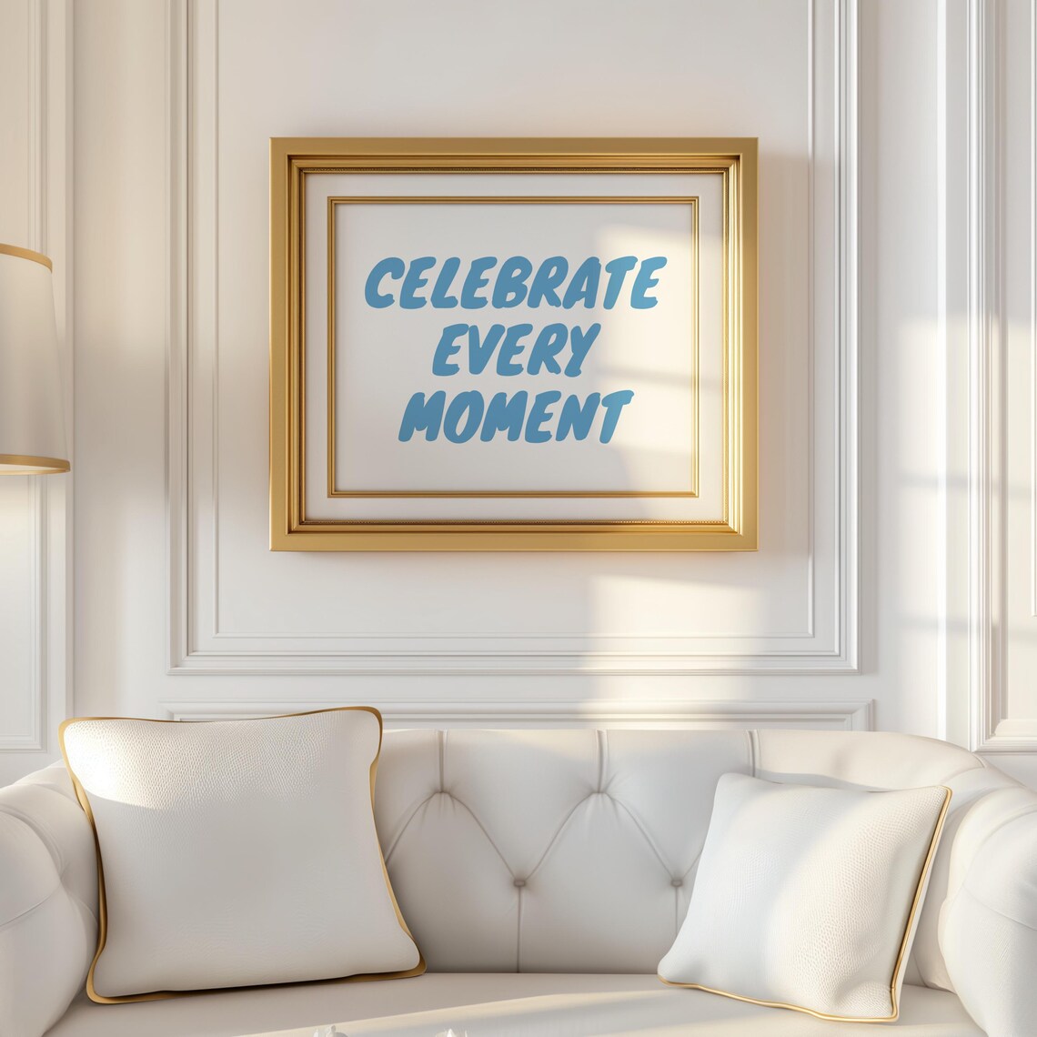 Celebrate Every Moment Blue Retro Bubble Lettering Quote Poster - Image 3