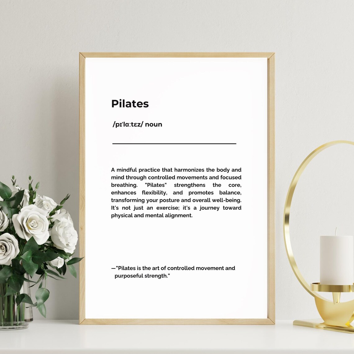 Pilates Definition Typography Gym Studio Wall Art