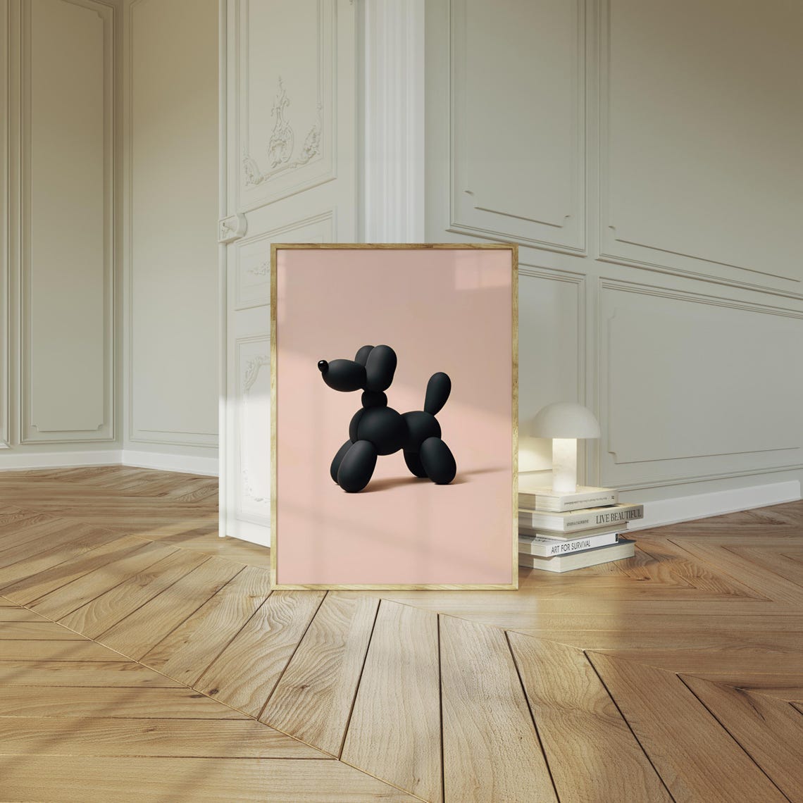 Black Balloon Dog Modern Minimalist Print Stylish Decor Gift - Image 2