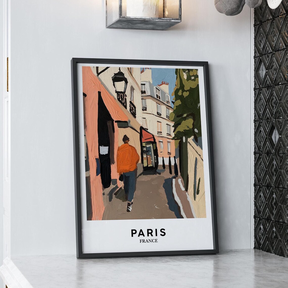 Paris France Painterly Montmartre Street Scene Travel Poster