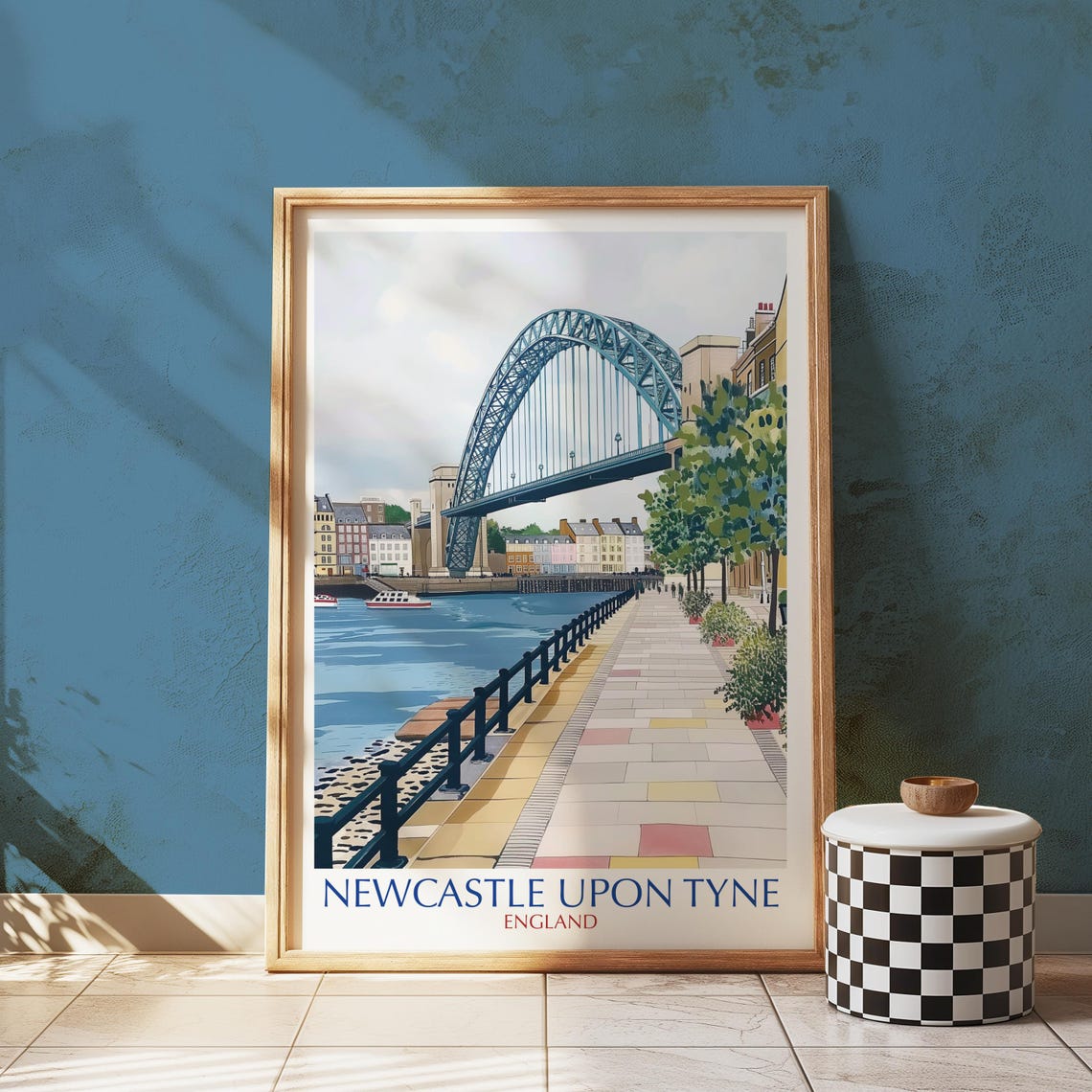 Newcastle upon Tyne England Tyne Bridge Riverside Travel Poster Design