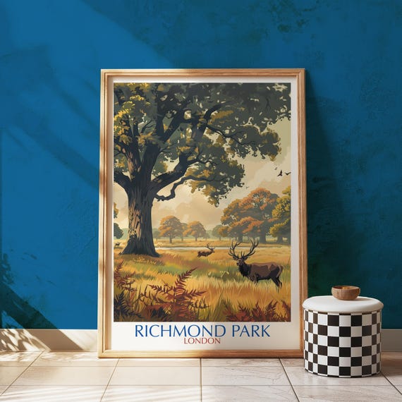 Richmond Park Print Autumn Deer Landscape Art