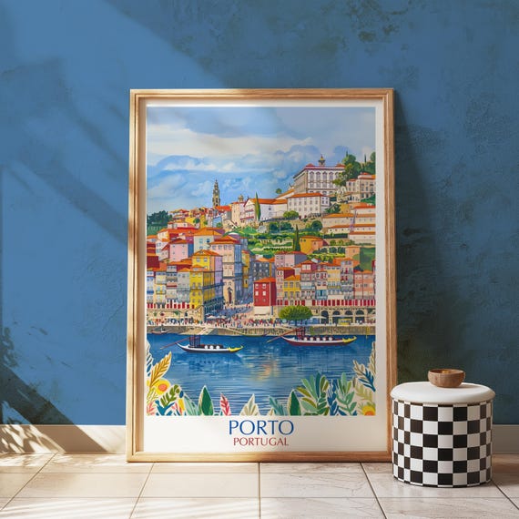 Porto Portugal Colorful European Cityscape Travel Poster