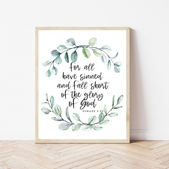 Romans 323 Bible Verse Wall Art Decor Floral Sign Church Print Christian Poster Scripture Gift Women Baptism
