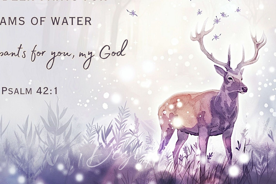 As The Deer Pants For Water Psalm 42 1 Stag Scripture Poster - Image 5