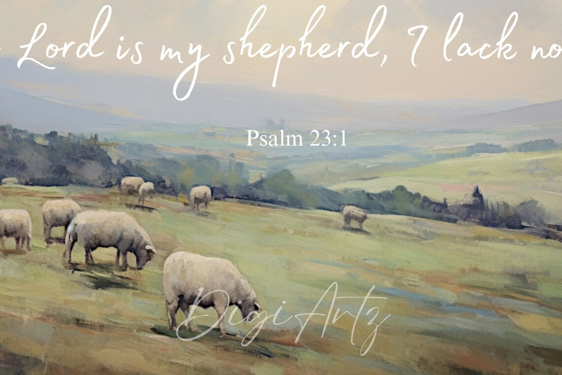 Psalm 23 The Lord Is My Shepherd Verse Over Sheep Pasture Art Poster - Image 6