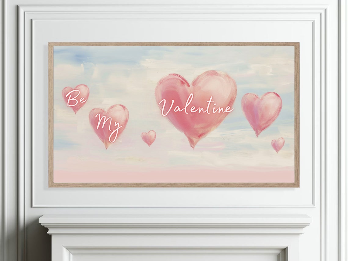 Frame Tv Valentine Love In The Air Heart Painting Be My Valentine Frame Tv Art Love Heart Balloons Home Decor Happy Valentines Day - Image 3