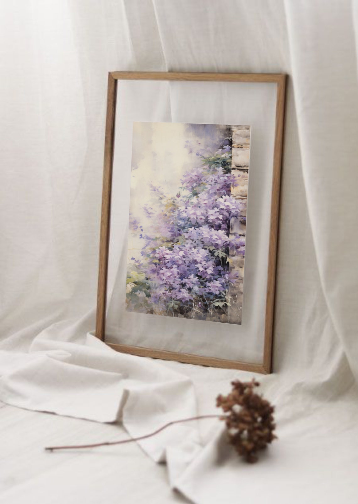 Lilac Blossoms Stone Wall Impressionist Floral Garden Bloom Poster - Image 4