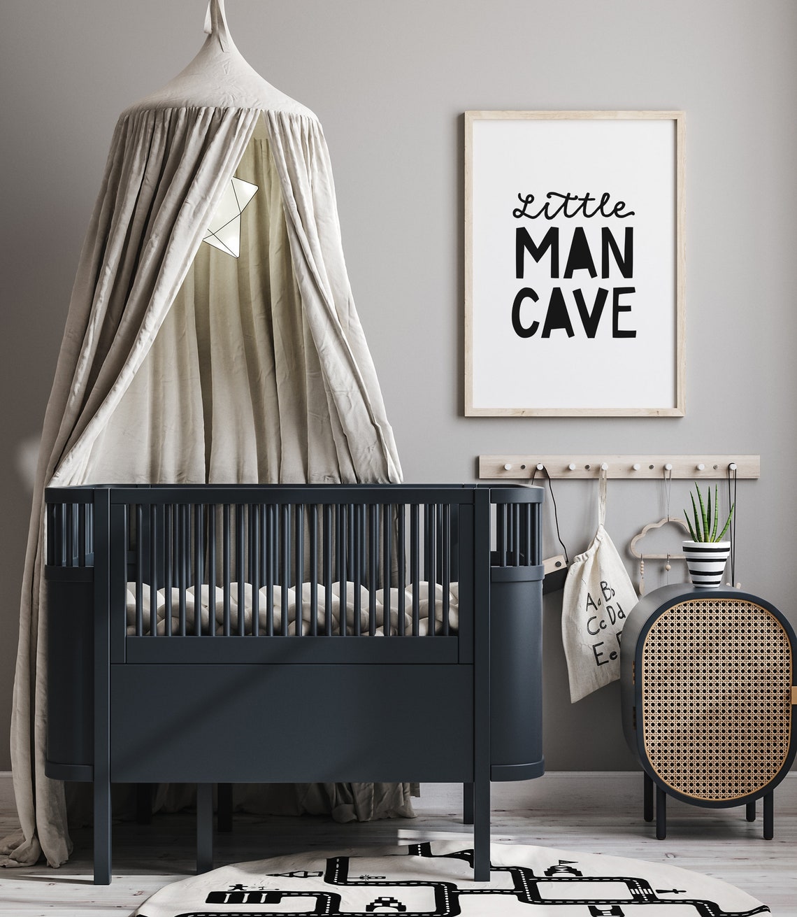 Little Man Cave Kids Room Sign Bold Minimalist Playroom Decor Poster - Image 2