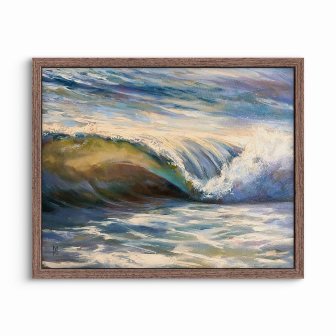 Translucent Glassy Ocean Wave Barrel Golden Green Light Poster - Image 2