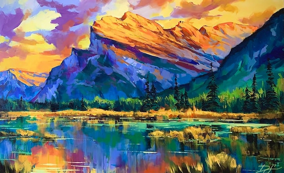 Mount Rundle Print Banff Poster Mountain Artwork Landscape Poster Alberta Decor Canadian Rockies Canadian Scenery Sunset Mountains
