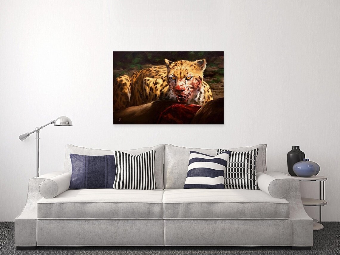 Realistic Cheetah Wildlife Oil Painting Big Cat Nature Poster - Image 2