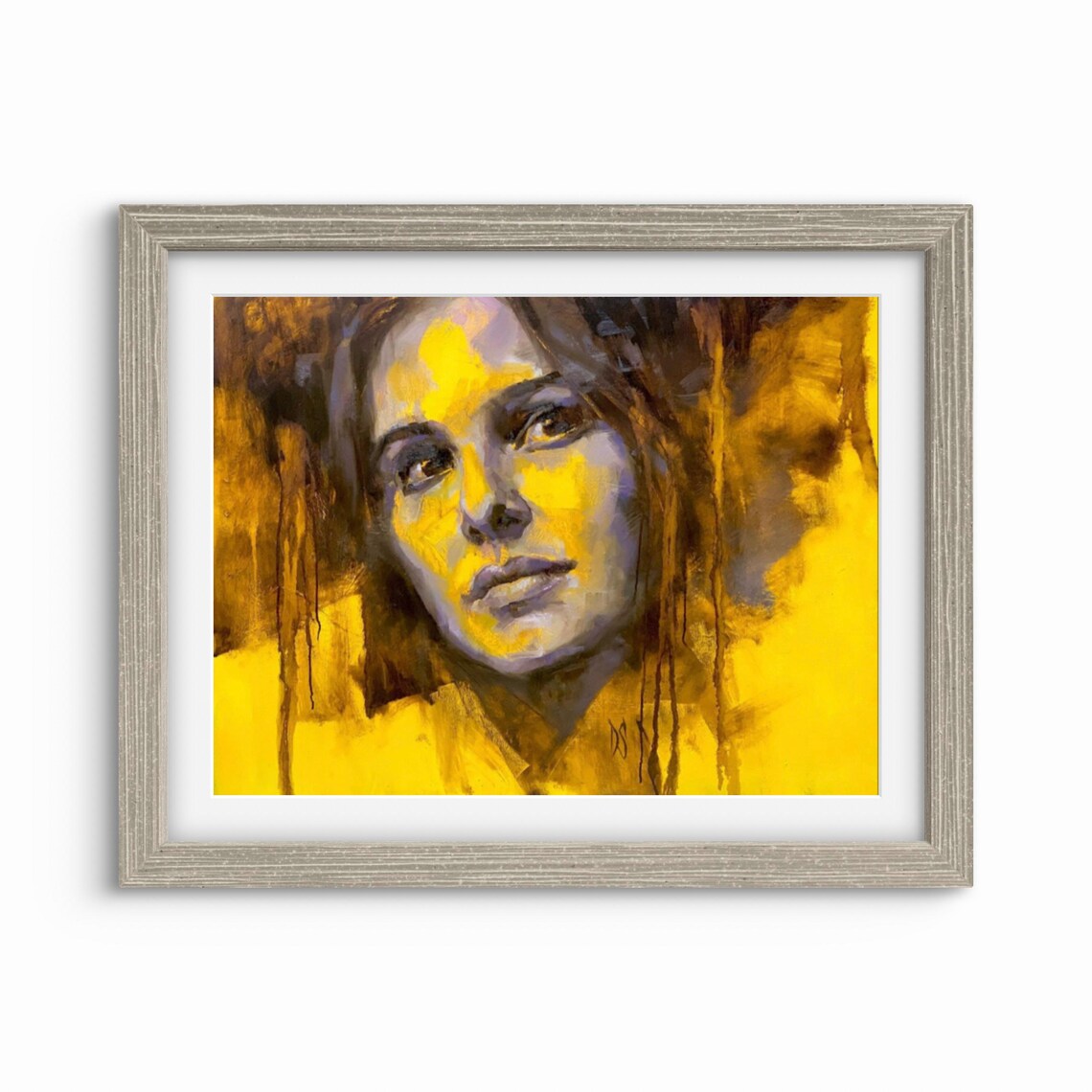 Abstract Woman Portrait In Golden Light Oil Painting Art Poster - Image 2
