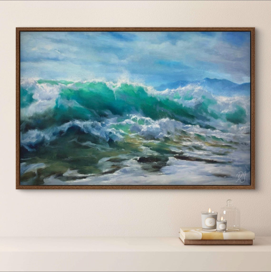Turquoise Waves Crashing With White Foam Bright Ocean Poster - Image 2